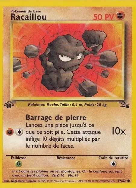 Racaillou, carte Pokémon FO 47 — extension Fossile