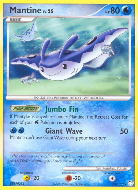 Mantine, Pokémon card MT 29 — Mysterious Treasures set