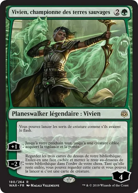 Vivien, championne des terres sauvages, carte Magic WAR 180 — extension La guerre des Planeswalkers