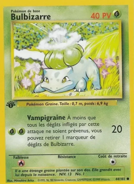 Bulbizarre, carte Pokémon BS 44 — extension Set de Base