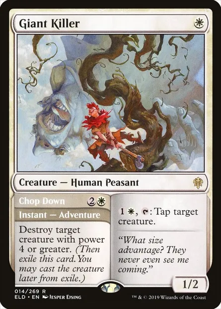 Giant Killer // Chop Down, Magic card PELD 14p — Throne of Eldraine Promos set