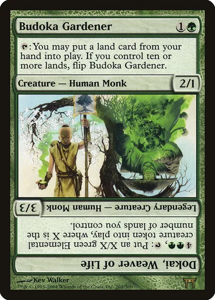 Budoka Gardener // Dokai, Weaver of Life, Magic card CHK 202 — Champions of Kamigawa set