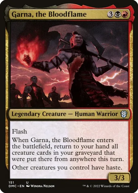 Garna, the Bloodflame, Magic card DMC 151 — Dominaria United Commander set