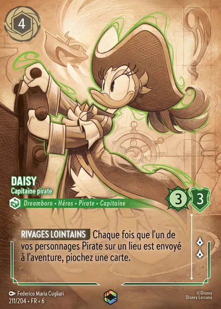 Daisy - Capitaine pirate, carte Disney Lorcana CH6-211 — extension La Mer Azurite