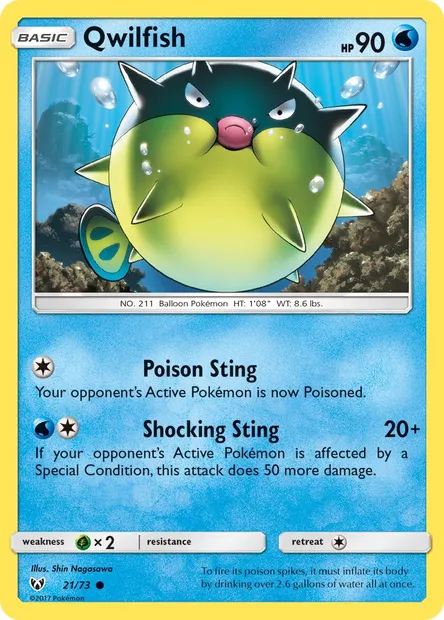 Qwilfish, Pokémon card SLG 21 — Shining Legends set