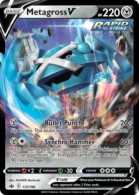 Metagross V, Pokémon card CRE 112 — Chilling Reign set