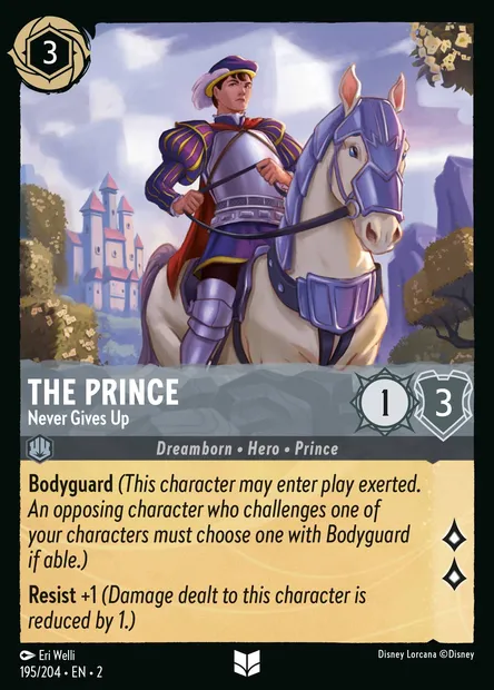 The Prince - Never Gives Up, Disney Lorcana card CH2-195 — Rise of the Floodborn set