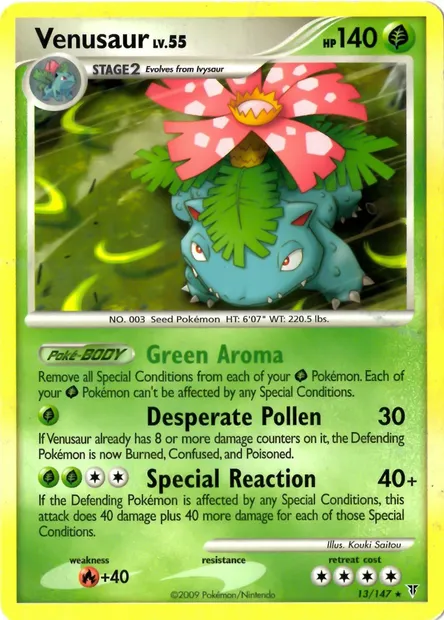 Venusaur Lv.55, carte Pokémon TDX 013-6 — extension Theme Deck & Blisters Exclusives