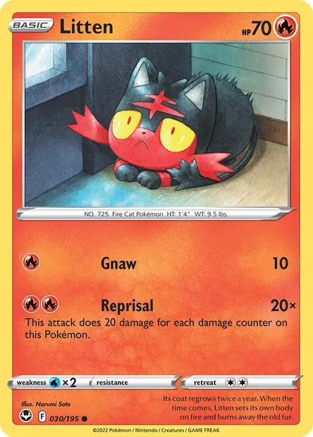 Litten, Pokémon card SIT 030 — Silver Tempest set