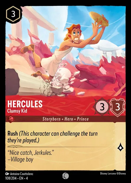 Hercules - Clumsy Kid, Disney Lorcana card CH4-108 — Ursula's Return set
