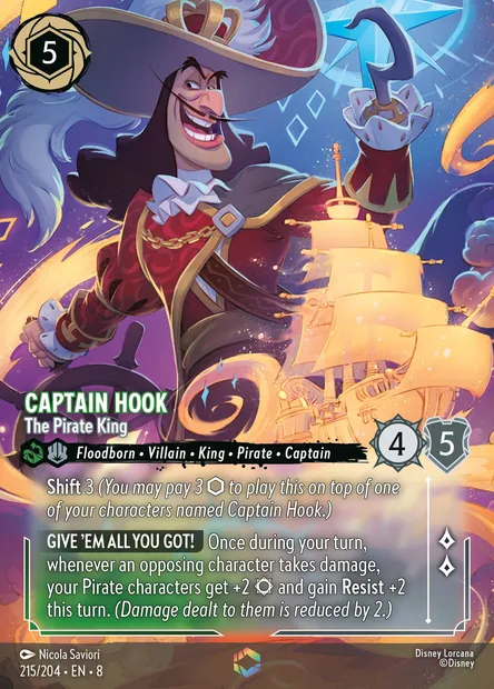 Captain Hook - The Pirate King, Disney Lorcana card CH8-215 — The Reign of Jafar set