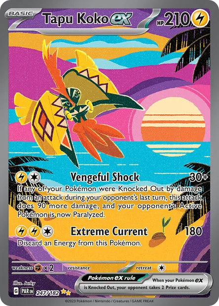 Tapu Koko ex, Pokémon card PAR 247 — Paradox Rift set