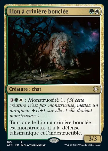 Lion à crinière bouclée, carte Magic AFC 185 — extension Forgotten Realms Commander