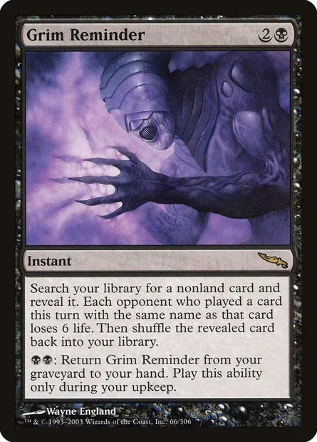 Sinistre rappel, carte Magic MRD 66 — extension Mirrodin
