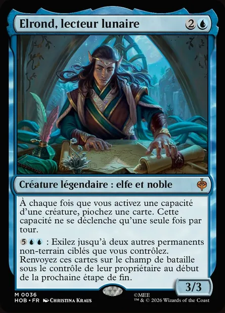 Elrond, lecteur lunaire, carte Magic HOB 36 — extension The Hobbit