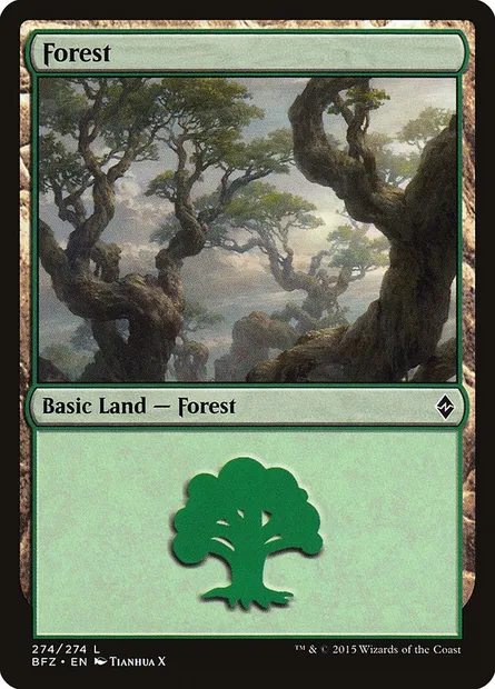 Forêt, carte Magic BFZ 274a — extension La bataille de Zendikar