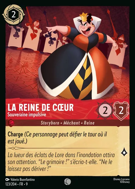 La Reine de Cœur - Souveraine impulsive, carte Disney Lorcana CH9-123 — extension Fabuleux