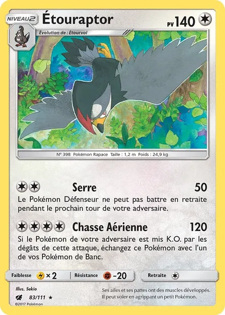 Étouraptor, carte Pokémon CIN 83 — extension Invasion Carmin