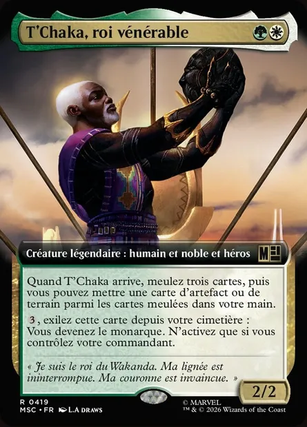 T'Chaka, roi vénérable, carte Magic MSC 419 — extension Marvel Super Heroes Commander