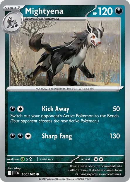 Mightyena, Pokémon card TEF 106 — Temporal Forces set