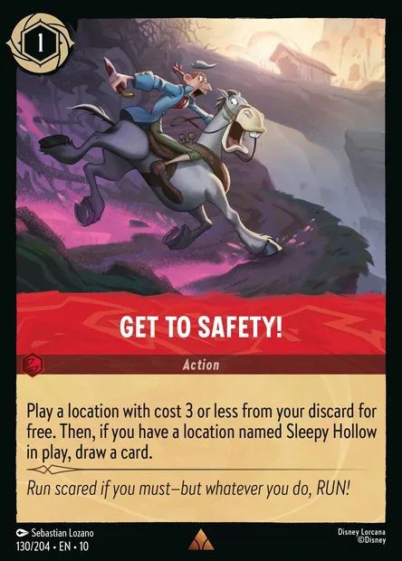Get to Safety!, Disney Lorcana card CH10-130 — Whispers in the Well set