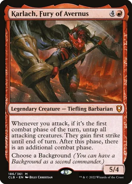 Karlach, Fury of Avernus, Magic card CLB 186 — Commander Legends: Battle for Baldur's Gate set