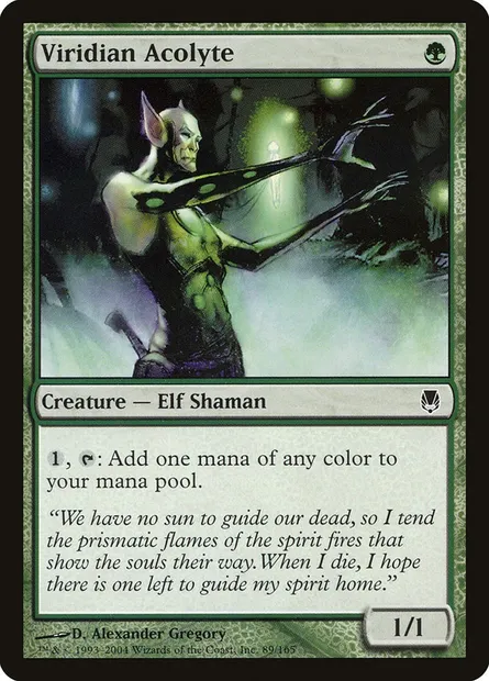 Viridian Acolyte, Magic card DST 89 — Darksteel set