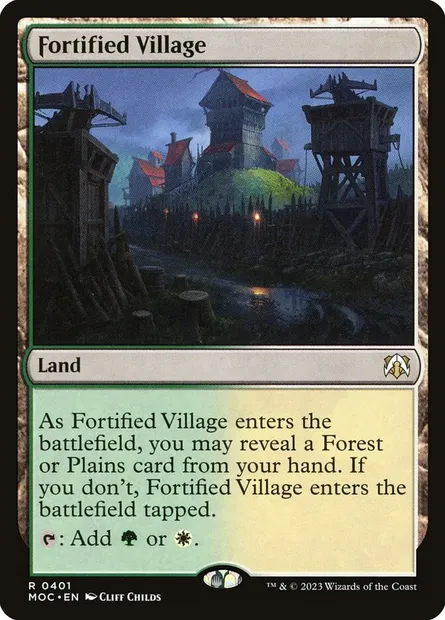 Fortified Village, Magic card MOC 401 — March of the Machine Commander set