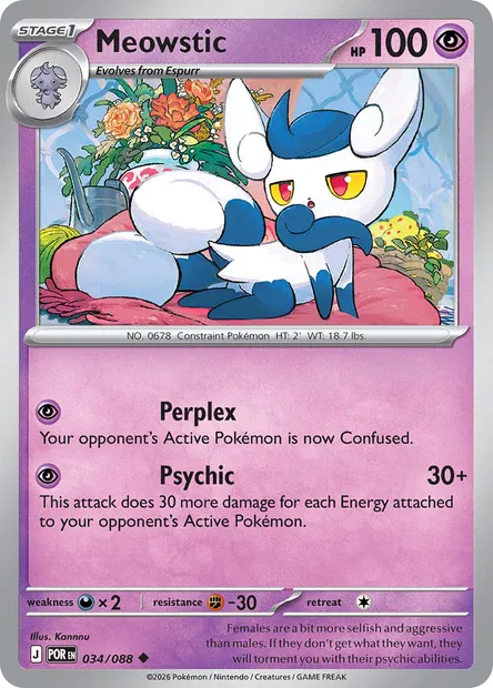 Meowstic, Pokémon card POR 034 — Perfect Order set