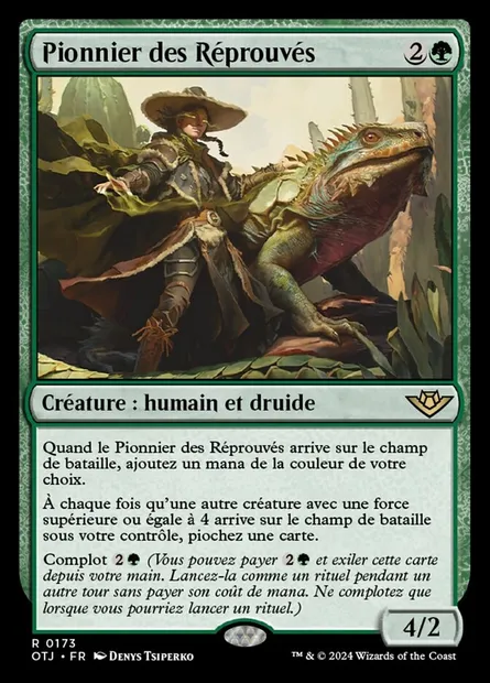 Pionnier des Réprouvés, carte Magic OTJ 173 — extension Outlaws of Thunder Junction