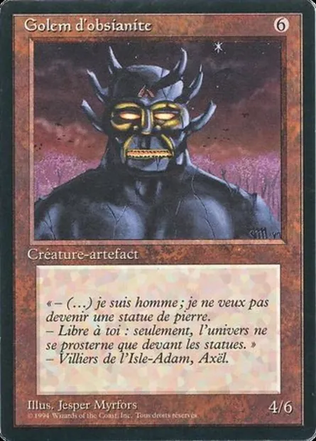 Golem d'obsianite, carte Magic FBB 268 — extension Foreign Black Border