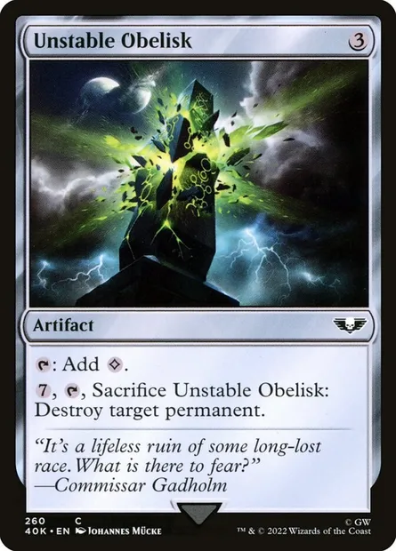Obélisque instable, carte Magic 40K 260 — extension Warhammer 40,000 Commander