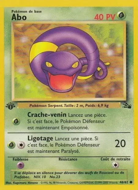 Abo, carte Pokémon FO 46 — extension Fossile