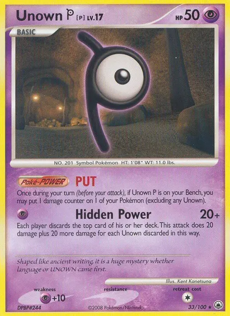 Unown P, Pokémon card MD 33 — Majestic Dawn set