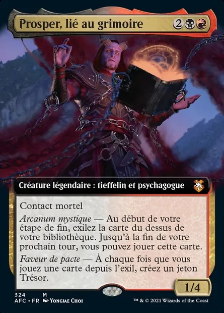 Prosper, lié au grimoire, carte Magic AFC 324 — extension Forgotten Realms Commander