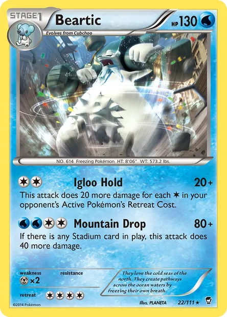 Beartic, Pokémon card FFI 22 — Furious Fists set