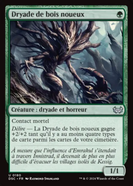 Dryade de bois noueux, carte Magic DSC 180 — extension Duskmourn: House of Horror Commander