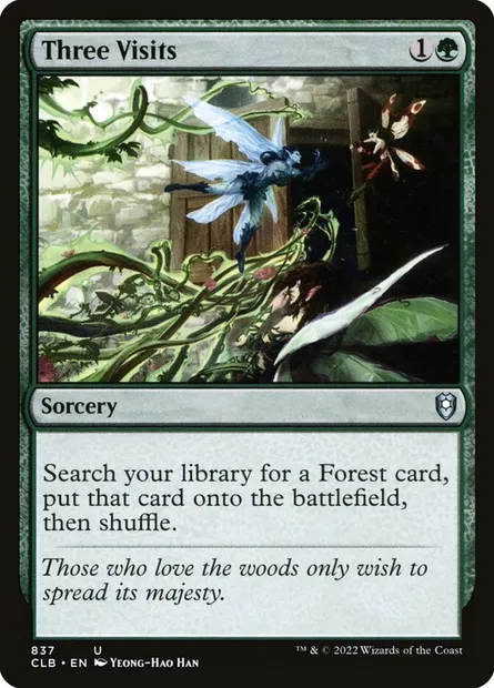 Three Visits, Magic card CLB 837 — Commander Legends: Battle for Baldur's Gate set
