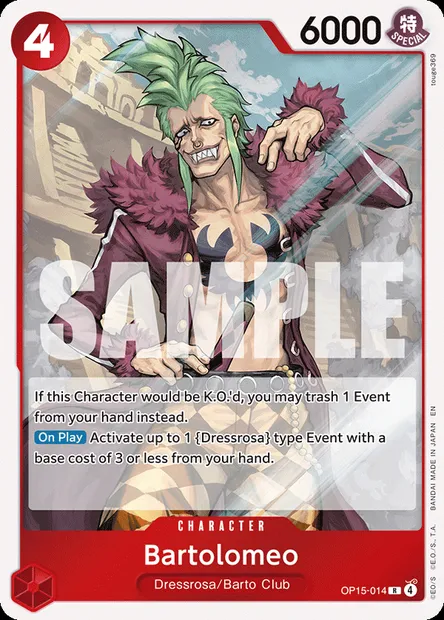 Bartolomeo, One Piece card OP15-014 — ADVENTURE ON KAMI’S ISLAND set