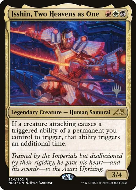 Isshin, Two Heavens as One, Magic card PNEO 224p — Kamigawa: Neon Dynasty Promos set