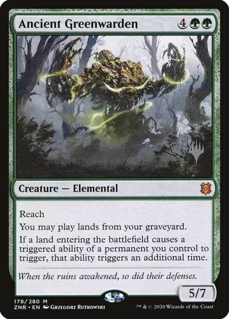 Ancient Greenwarden, Magic card PZNR 178p — Zendikar Rising Promos set