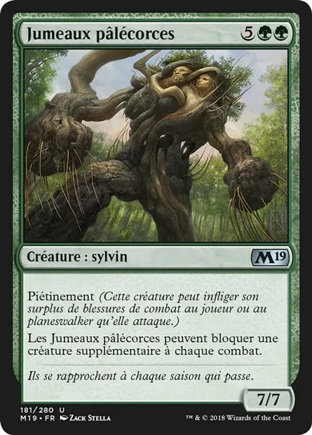 Jumeaux pâlécorces, carte Magic M19 181 — extension Core Set 2019