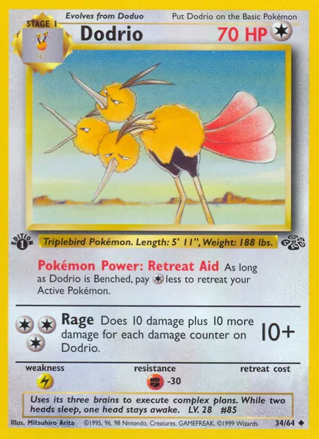 Dodrio, Pokémon card JU 34 — Jungle set