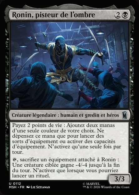 Ronin, pisteur de l'ombre, carte Magic MSH 112 — extension Marvel Super Heroes