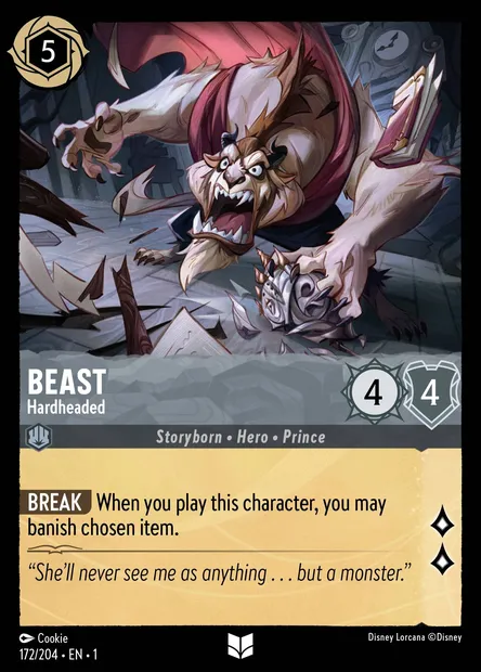 Beast - Hardheaded, Disney Lorcana card CH1-172 — The First Chapter set