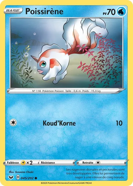 Poissirène, carte Pokémon SSH 45 — extension Épée et Bouclier
