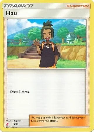Hau, Pokémon card TK10L 019 — Sun & Moon Trainer Kit: Lycanroc & Alolan Raichu (Lycanroc) set