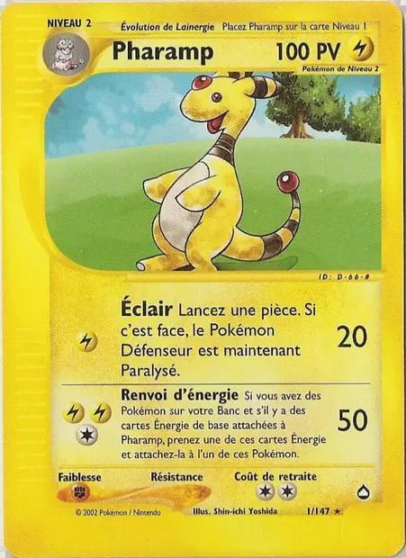 Pharamp, carte Pokémon AQ 1 — extension Aquapolis
