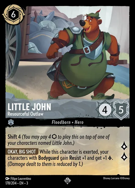 Little John - Resourceful Outlaw, Disney Lorcana card CH3-178 — Into the Inklands set