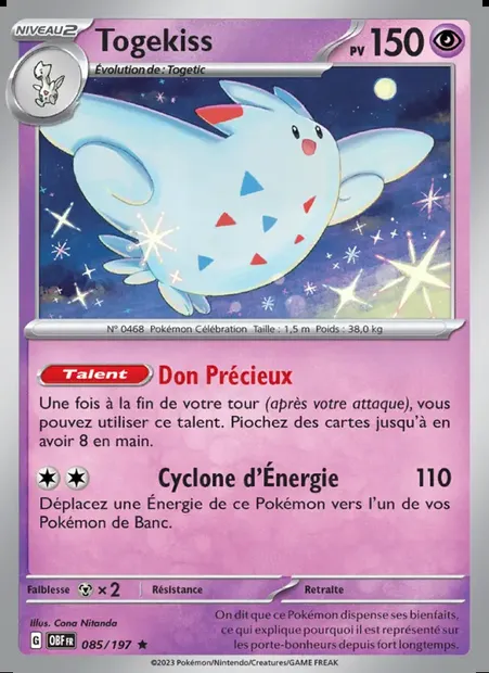 Togekiss, carte Pokémon OBF 085 — extension Flammes Obsidiennes